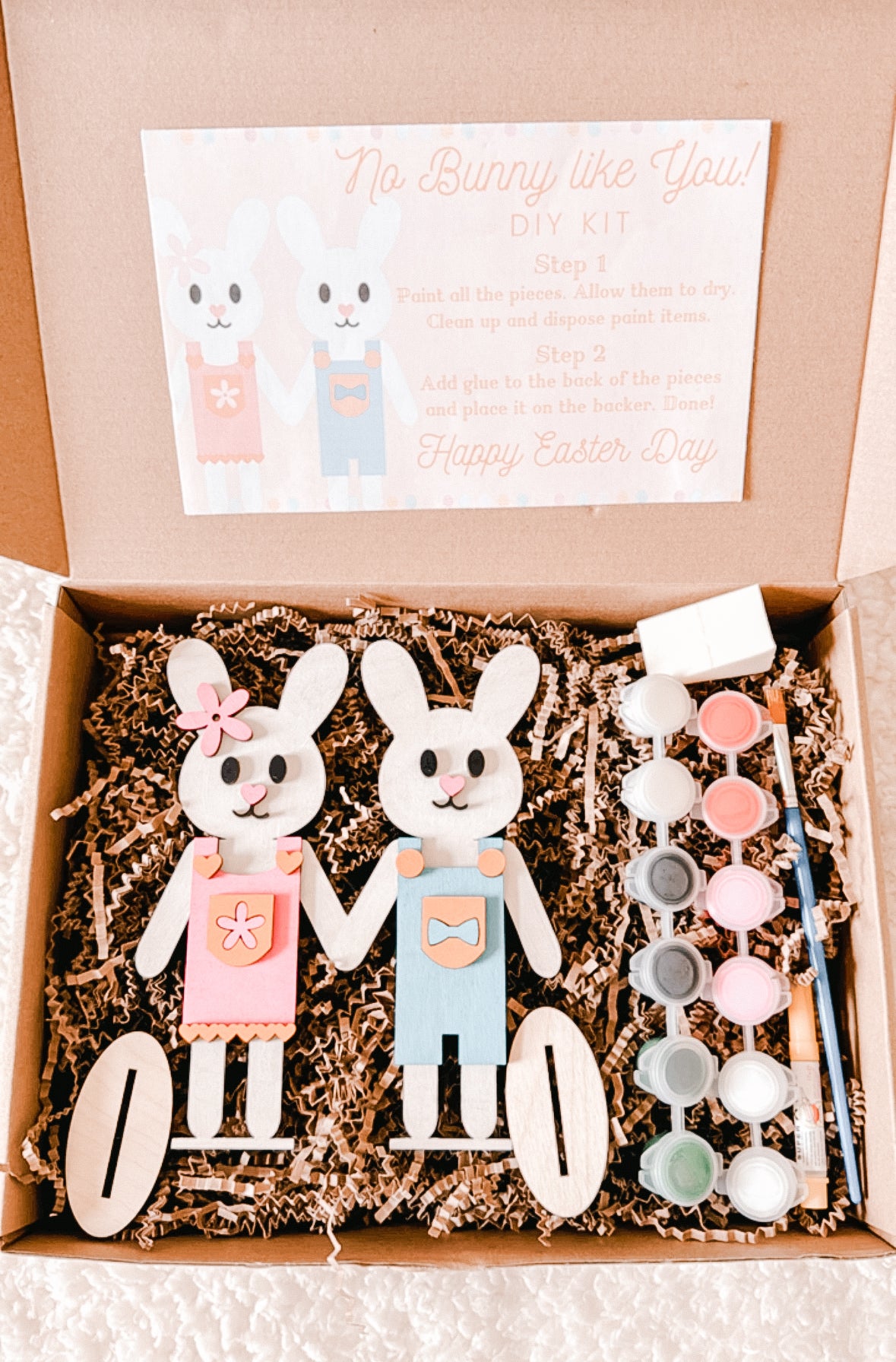 DIY Easter Bunny Couple Wood Art Kit