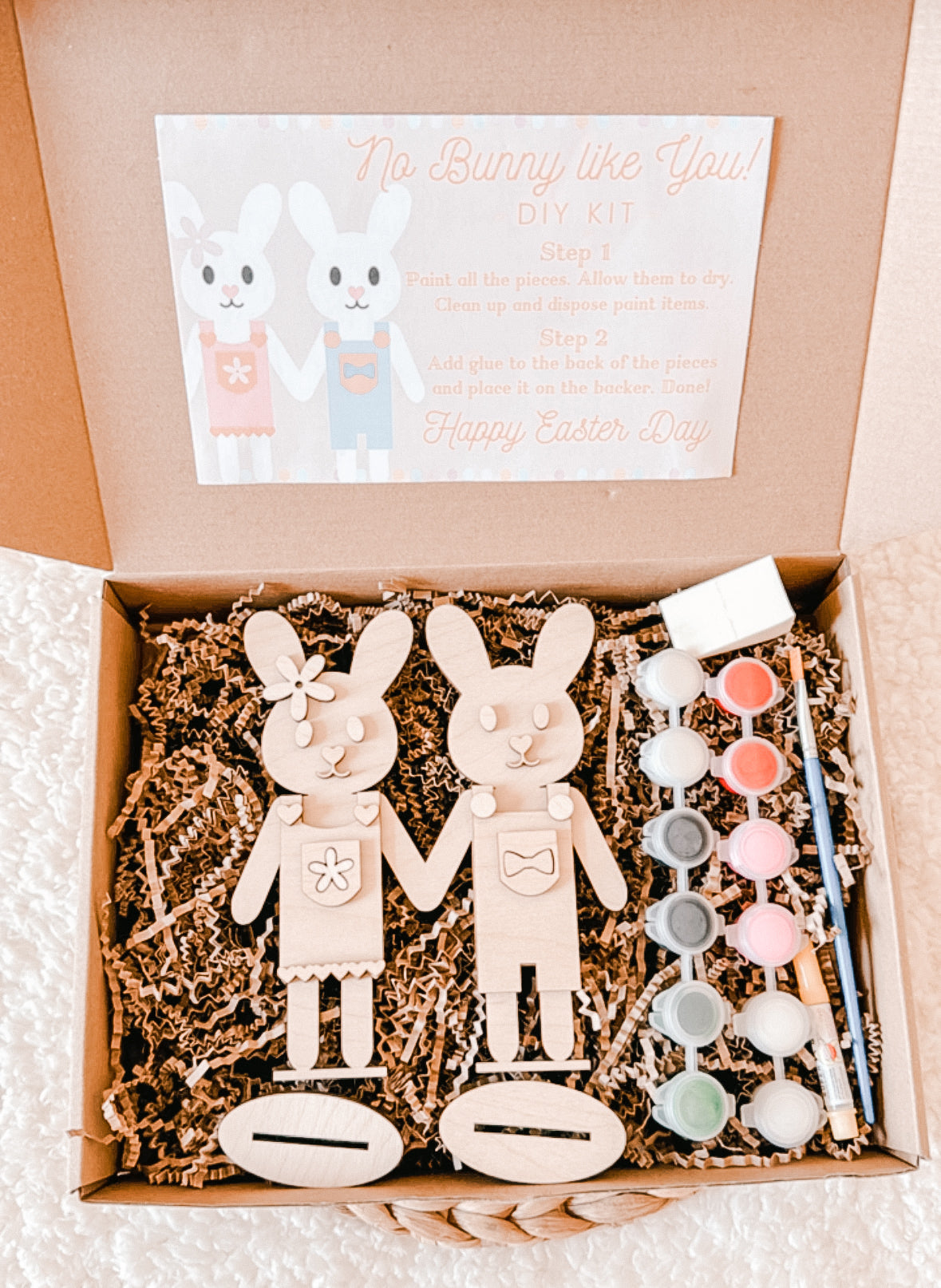 DIY Easter Bunny Couple Wood Art Kit
