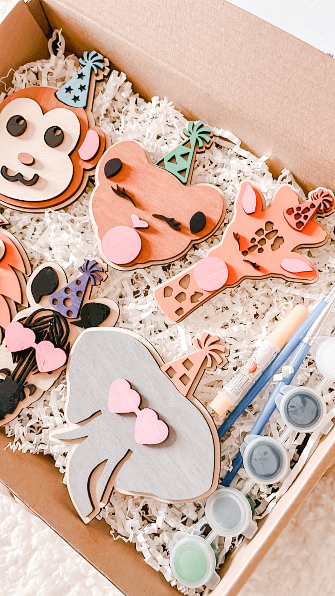 DIY Birthday Animals Paint & Glue Wood Kit for Kids